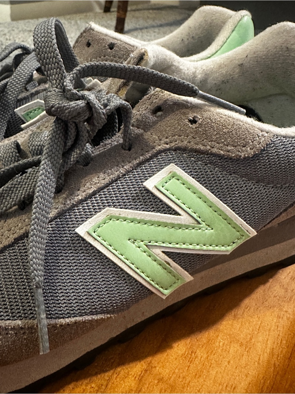 New Balance 515  Gray Sneakers with Mint Green accents